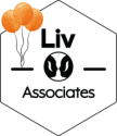 Liv Logo with Three Orange Balloons Liv Logo with Three Orange Balloons